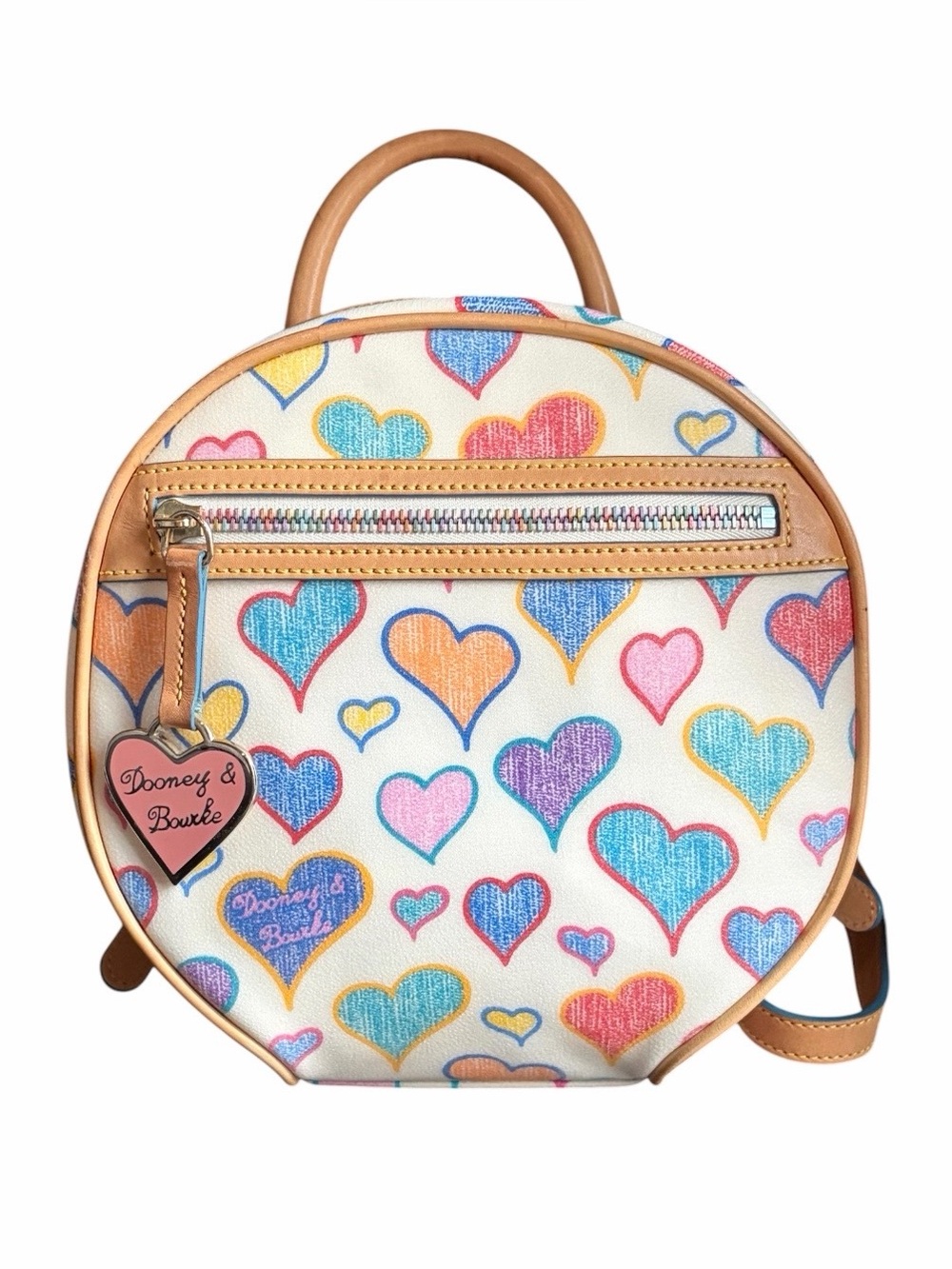 DOONEY & BOURKE VINTAGE Y2K SCRIBBLE HEARTS CIRCLE BACKPACK